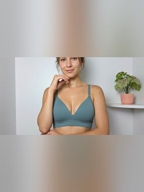 ThirdLove V-Neck Ribbed Bralette in Teal Blue-Green